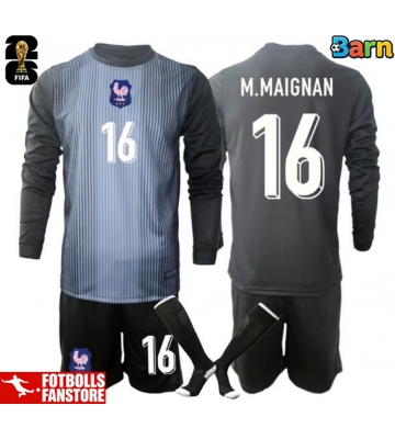 Frankrike Mike Maignan #16 Målvakt Hemmatröja Barn VM 2026 Långärmad (+ Korta byxor)
